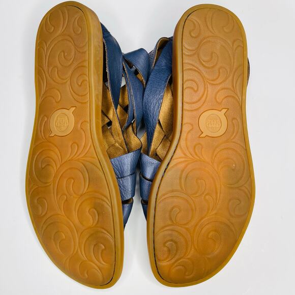 Born women’s Iwa woven Sandals size 8 Blue Leather Gladiator - Picture 10 of 11